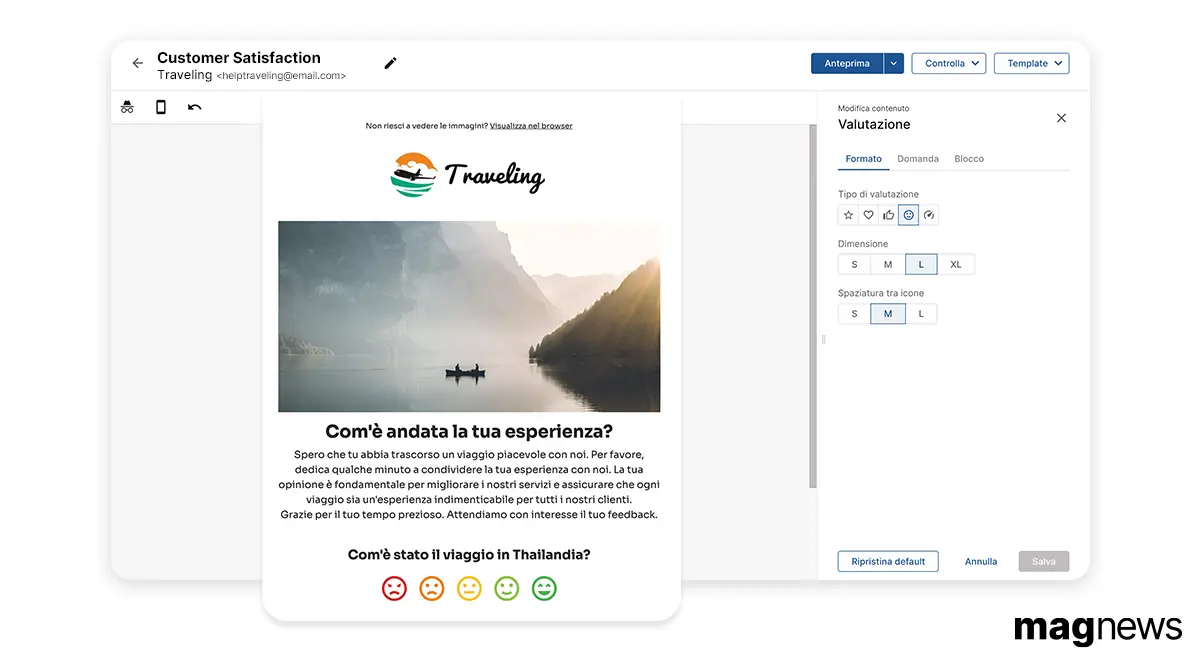 Creazione di un questionario tramite magnews