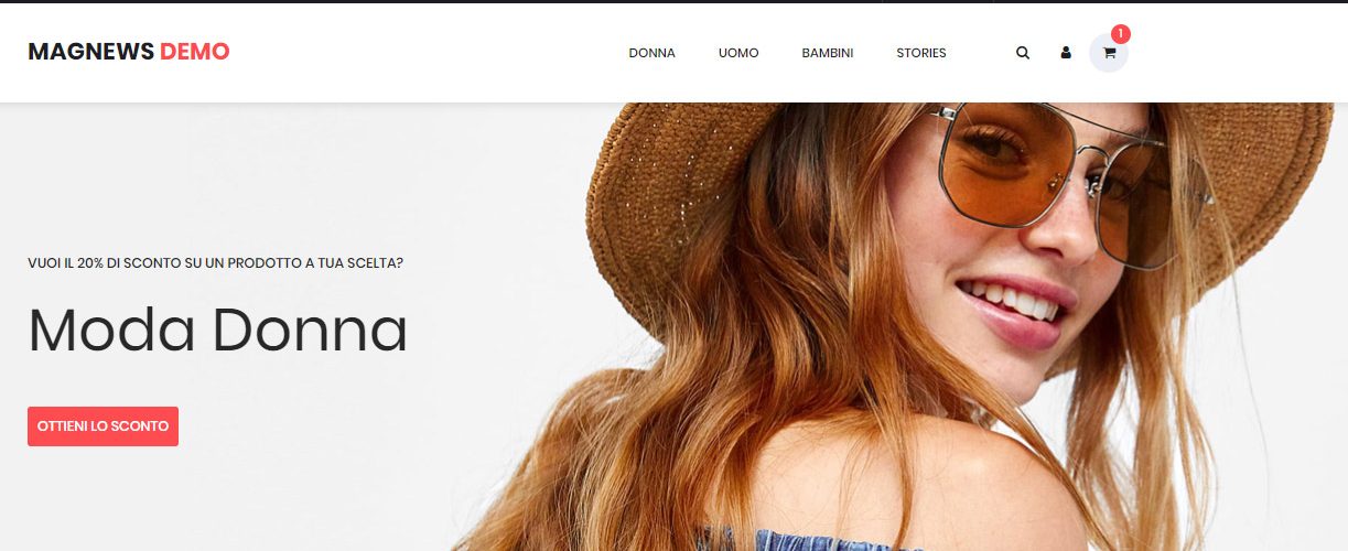 Un utente anonimo entra sul tuo sito e naviga nella pagina dei prodotti femminili. Tornando in home page, il banner che al primo accesso era generico, ora mostra i prodotti femminili in offerta con un invito a lasciare l’indirizzo email per accedere a uno sconto.